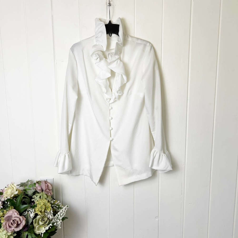 Vintage Beverly Paige Ruffle Poet Blouse -size 8